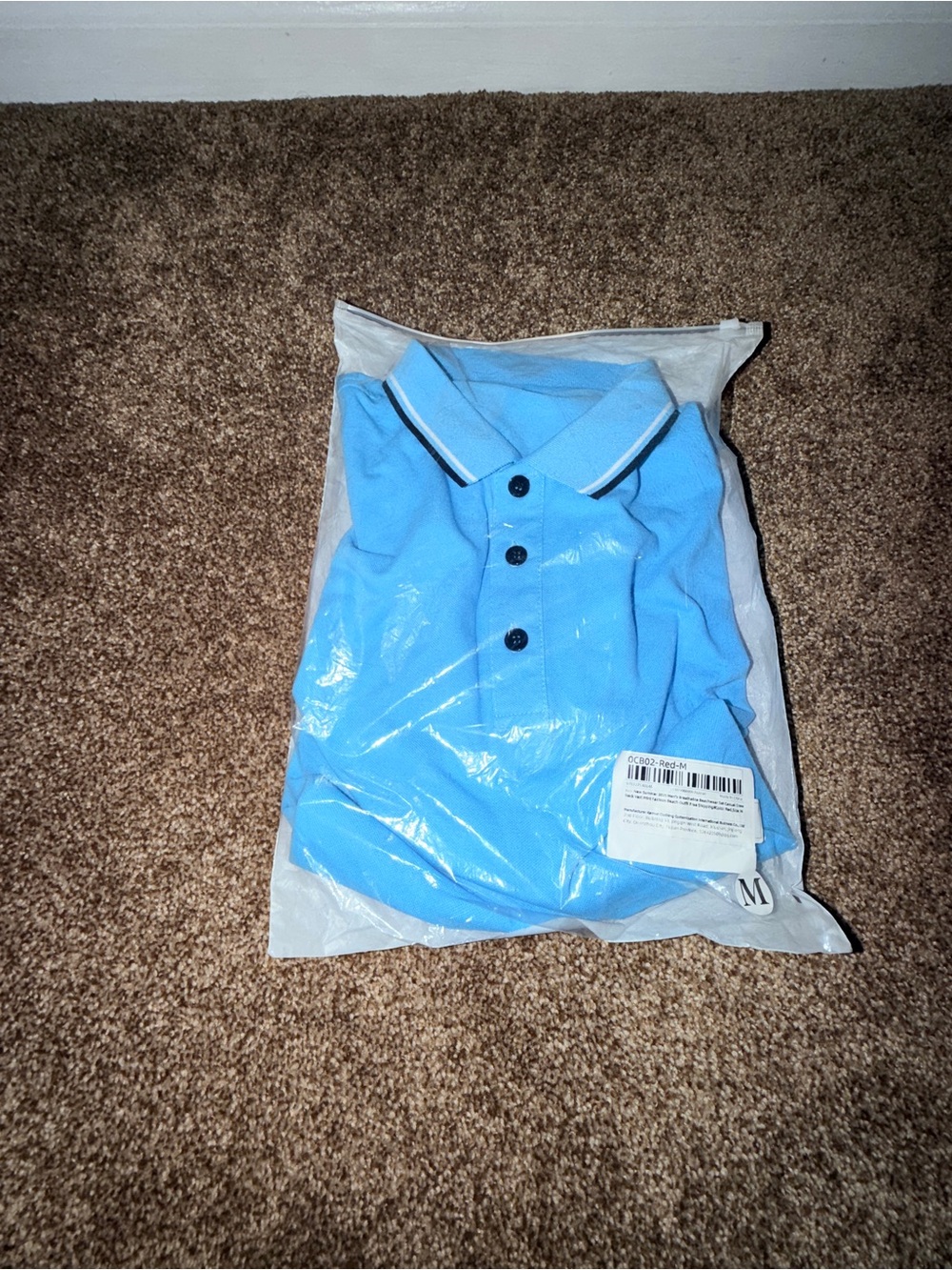 Men's Light Blue Polo Shirt with Contrast Collar - Unbranded